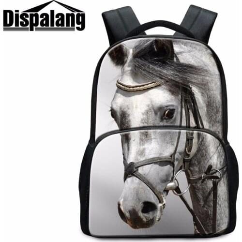 Dispalang White Horse School Backpacks for Teenagers Boys Cute Bookbags Animal Felt Design Back Pack for Girls Stylish Mochilas
