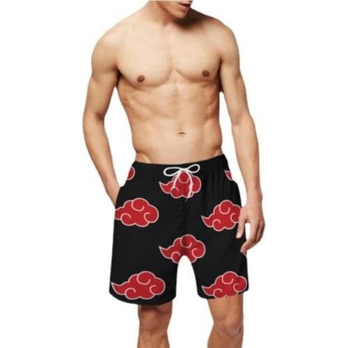 Anime Huoying Ninja 3D Digital Print Flame Beach Pants Mens Black Adult Shorts