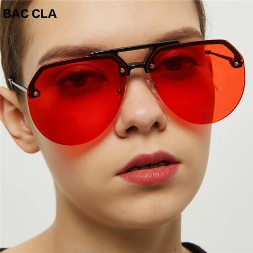 Fashion Semi Rimless Pilot Red Sunglasses Women 2020 Luxury Oversized Sun Glasses for Men Twin Beam Vintage Retro Eyewear UV400