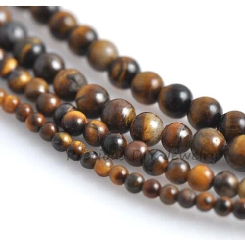 Tiger Eye Beads Round Yellow Natural Stone Beads For Jewelry Making Diy Bracelet 4/6/8/10/12mm TRS0021