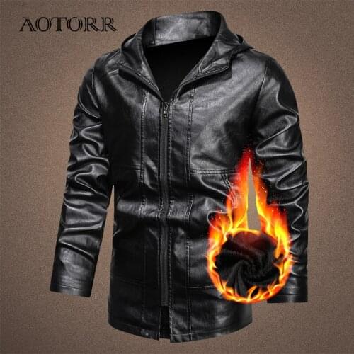 Long Trench Men Winter Autumn 2021 Streetwear Mens Leather Jacket Hooded New Fashion Mens Windbreaker Outwear Male Coats Solid