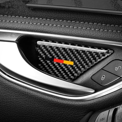 Carbon Fiber Inner Door Handle Bowl Decals Cover Trim For Mercedes Benz E Class W213 2016-2018 Interior Accessories