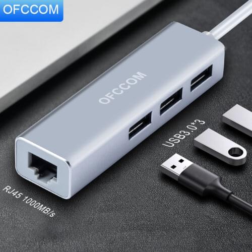 OFCCOM USB Ethernet USB 3.0 to 1000Mbps USB RJ45 USB HUB for Laptop Xiaomi Mi Box S/3 Set-Top Box Internet USB Lan Network Card