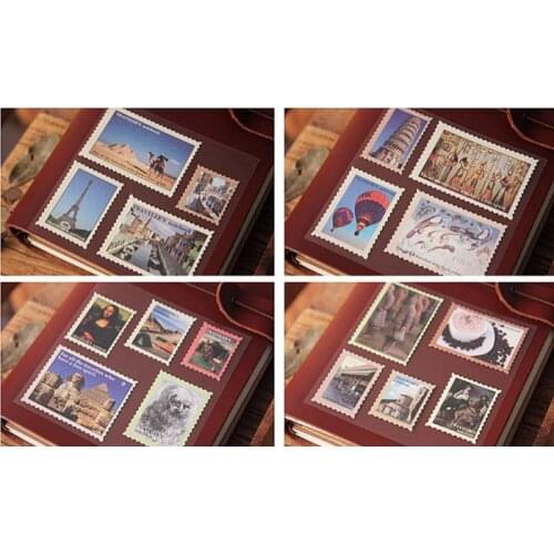Retro Do The Old Stamp Sticker Flight Travel Diary Decorative Stickers 4 Sheets/Pack