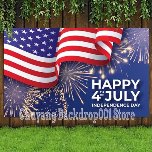 Happy Independence Day Fireworks Photo Background Family Dinner Party Table Decor Poster Vinyl Photography Backdrop Props