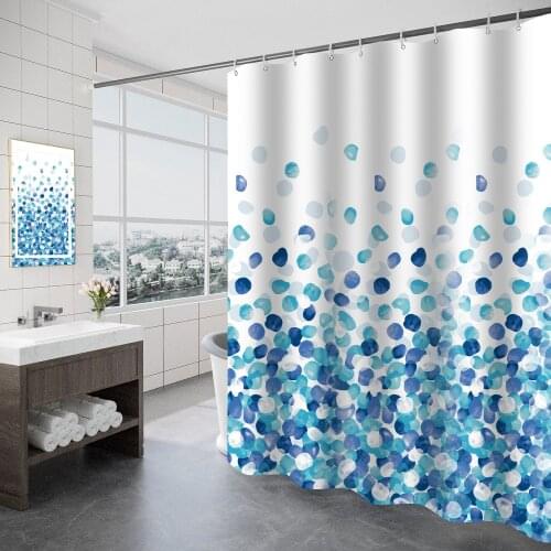 Blue Petals Waterproof Thicken Printed Fabric Bathroom Shower Curtain in the Bathroom for Modern Accessory Bathroom Bath Product
