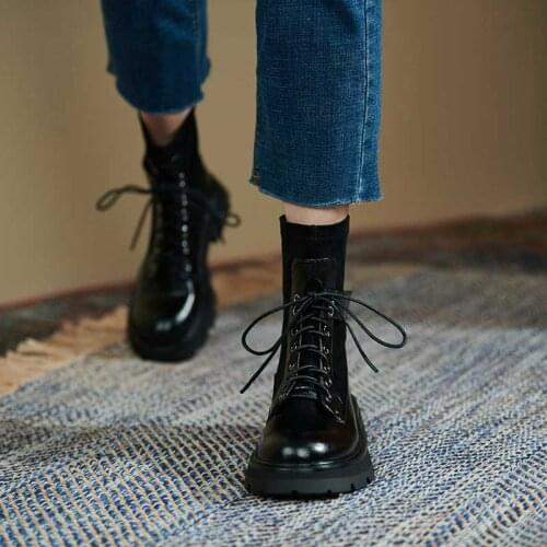 MORDOAN Genuine Leather 2021 Autumn Womens Boots Round Toe Flat Heel Ankle For Women