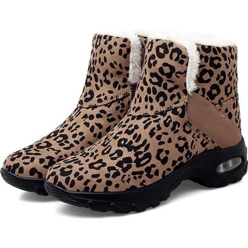 Women Boots 2021 Fashion Set of Feet Snow Boots for Winter Wedge Shoes Female Solid Color Boots Warm Non-slip Plush Booties