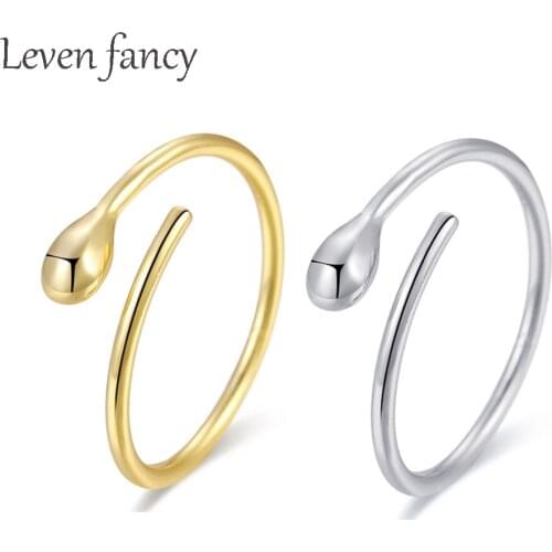 925 Sterling Silver Ring Minimalist Teardrop High Polish Tarnish Resistant Open Adjustable Tiny Band Promise Ring for Women