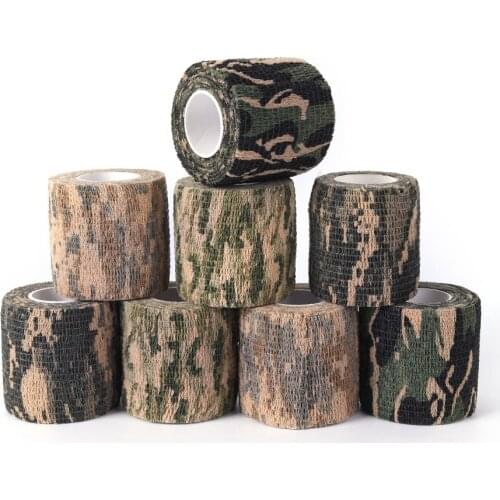 2 Pcs Roll Camouflage Wrap Bandage 4.5M Self-Adhesive Gun Decor Military Stretch Medical Bandage Camouflage Tape