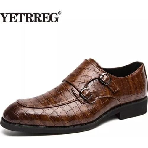 2020 New Fashion Men Business Dress Shoes Crocodile Pattern Pointed Toe Oxford shoes Male Party Wedding Footwear Big Size 38-46