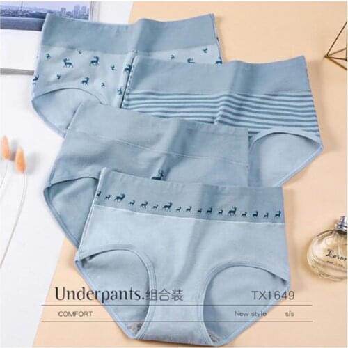 4pcs/Lot Womens Sexy Cotton Panties Breathable Underwear Briefs Ceca Calcinhas Female Underpants Girls Panty High Waist