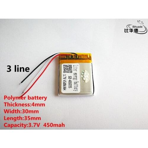 5pcs/lot 3 line Good Qulity 3.7V,450mAH,403035 Polymer lithium ion / Li-ion battery for TOY,POWER BANK,GPS,mp3,mp4