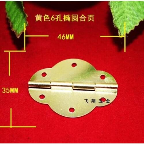 50Pcs 46 * 35MM Small oval box accessories gold plated hinge 6-hole lace olive hinge