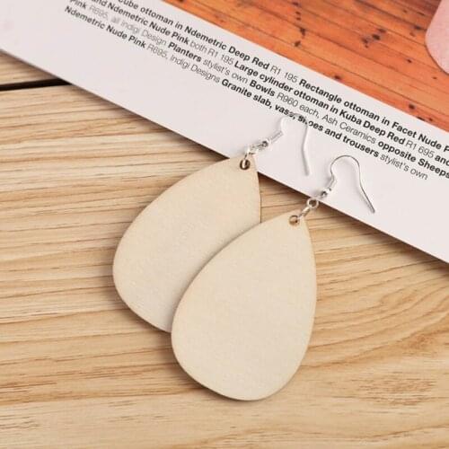 60 Pieces Unfinished Wooden Earrings Pendants Blank Teardrop and Tapered Cutout Pendants Jewelry Making DIY Crafts 85LB