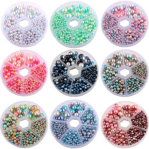 700pcs/lot Many colors 4-10mm blend round hole without imitation pearl accessories Beads for needlework iridescence resin beads