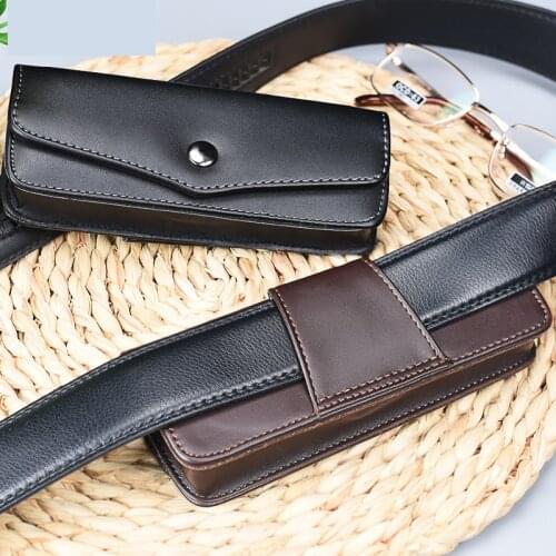 Glasses case men accessories 2020 New Portable Eyewear bags sunglasses case box Belt bag Reading glasses bag Leather glasses box