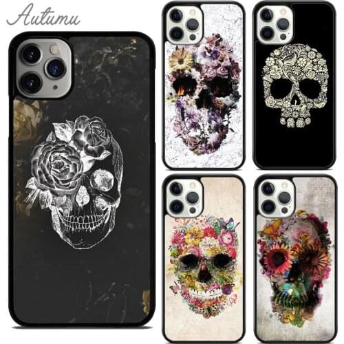 Flower Skull Phone Case for iPhone 11 12 Pro Max mini X XR XS SE 2020 5 6S 7 8 Plus Samsung Galaxy S8 S9 S10 Cover shell