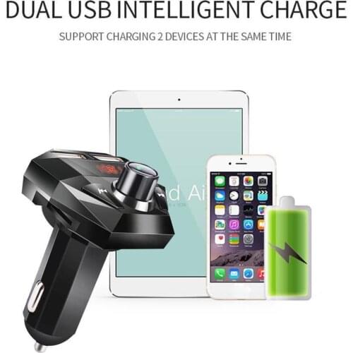 Black Wireless Bluetooth 5.0 Car Kit FM Transmitter Receiver Dual Handsfree MP3 Audio 3.1A Car Player Charger Hands-free US B2B3