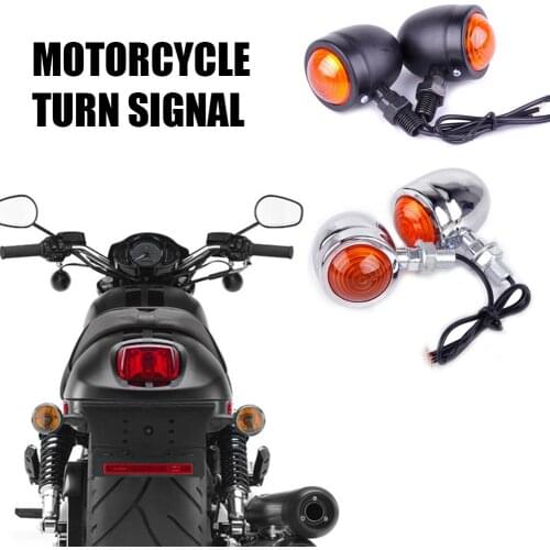 DC 12V Motorcycle Turn Signal 1 Pair Retro LED Lighting Bullet Lampshade For Most Motorcycles Moto Modification Light Parts