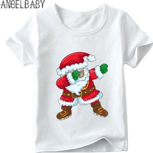 Kids Cartoon Merry Christmas Dabbing Santa Pattern T shirt Baby Girls Summer White T-shirt Boys Casual Funny Clothes,ooo5112