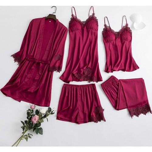 Women Nighty Lace Pajamas Sets V-Neck Nightgown Bathrobe Sleepshirt M-XXL Summer Rayon Robe Suit Sleepwear Large Size Nightwear