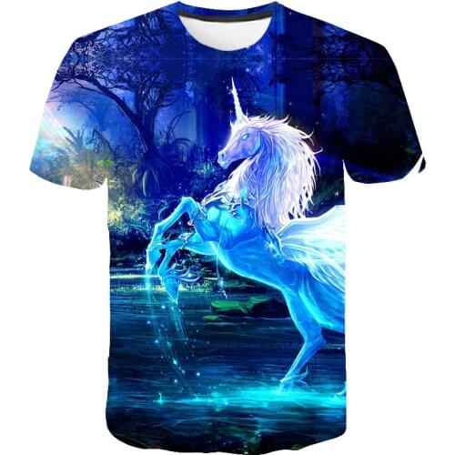Baby Girls Boys 3D Galaxy Unicorn Print T-shirts Beautiful Tshirt Girl NEW Summer Tees Top Clothing Children Cartoon Casual Teen