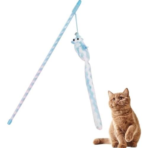 Cat Toy Wand Plush Mouse Interactive Long Cat Playing Wand Cat Teaser Toys for Cats Kitten Cat Supplies Pet Products