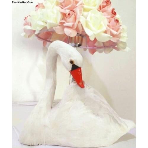 Simulation swan plastic&furs white swan bird large 21x25cm hard model toy,prop,home furnishing decoration gift w2909