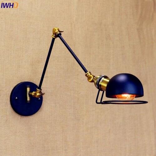 IWHD Arandela Loft Industrial Wall Light Home Lighting Wandlamp Swing Long Arm Wall Lamp Vintage Lampara pared
