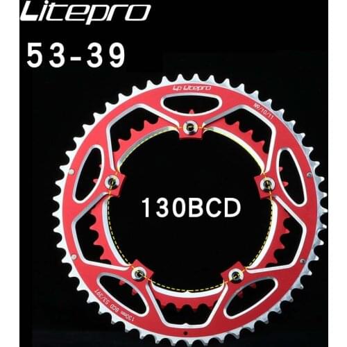Litepro 130BCD Chainring double chainring 130 bcd for road bike folding bike 53 39T Tooth Aluminum Lightweight