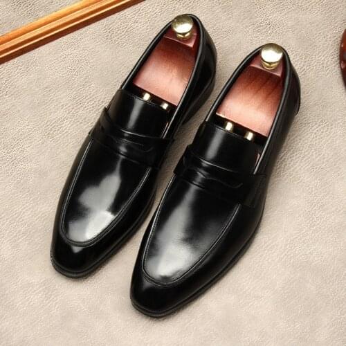 2021 Spring Genuine Leather Men Dress Shoes Business Party Black Brown Wedding Suit Brand Brogue Point Toe Oxford Shoes For Men