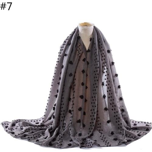Soft Plain Scarf 2020 New Fur Ball Design Women Muslim Hijab Fashion Head Muffler 10 PCS/LOT