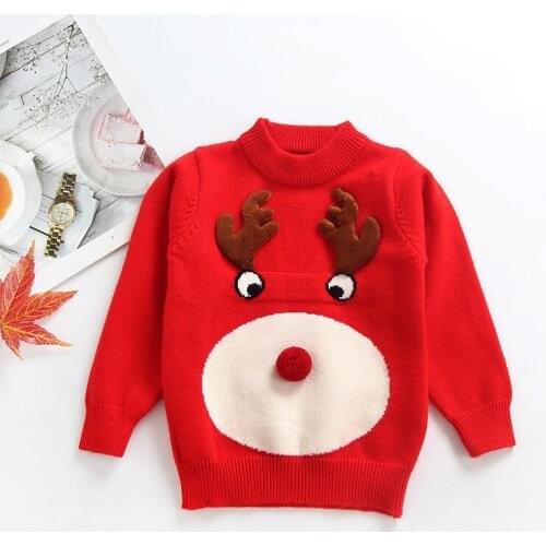 2018 new winter Girls Kids boys Christmas deer Pattern Knit Sweater comfortable cute baby Clothes Children Clothing