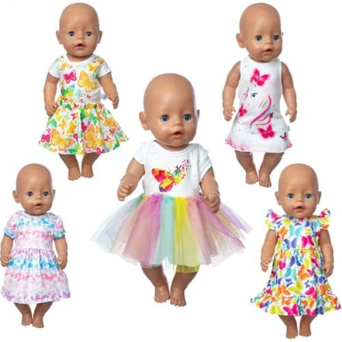 New lovely butterfly dress Wear For 43cm Baby Doll 17 Inch Born Babies Dolls Clothes And Accessories