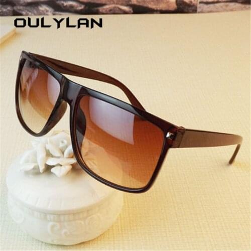 Oulylan Oversized Sunglasses Women Luxury Brand Designer Big Frame Sun Glasses Men Classic Rivet Glasses Brown Black Eyewear