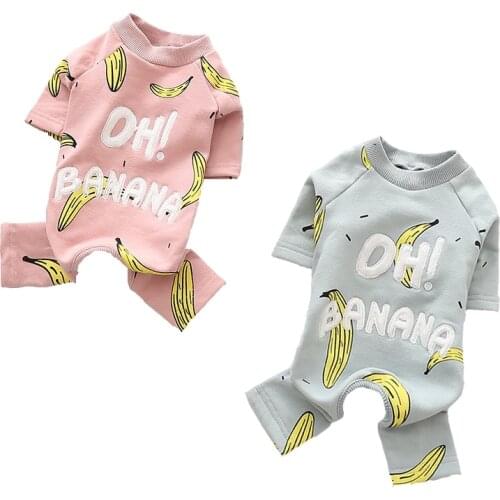 Banana Print Pet Dog Clothes Winter Pet Jumpsuit Cotton Pet Dog Pajamas Clothes For Small Dogs Costume French Bulldog Dogs Shirt