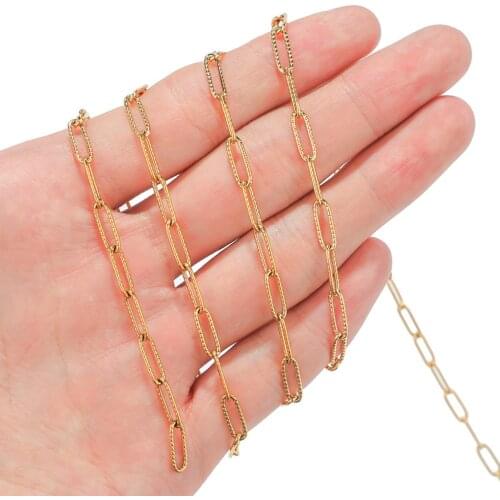 Wholesale 1M/2M/5M Bulk Chain Hip Hop Stainless Steel Cable Link Chain With Flower Necklace Bracelet For Men and Women