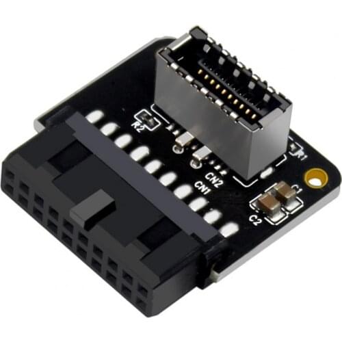 Computer Case Converter Stable Output Anti-interference 90 Degree USB 3.0 19P to Type-E 20P Chassis Front Converter for Expansio