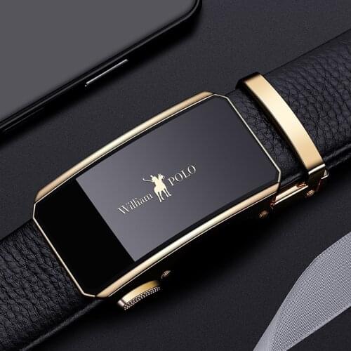 WILLIAMPOLO new belt mens automatic buckle top layer cowhide gift box belt simple youth business trousers mens gift