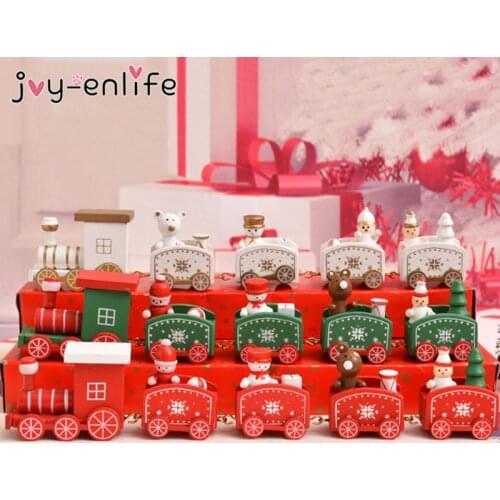 Christmas Train Painted Wooden Santa Bear Xmas Kid Toys Gift Ornament Navidad 2020 Christmas home Decoration Kids New Year Gifts