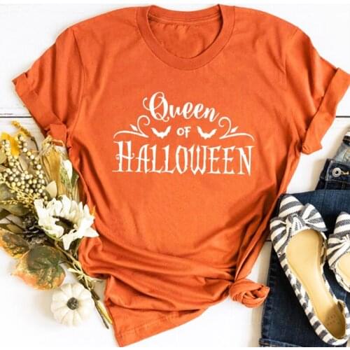 Queen of Halloween Shirt Aesthetic Clothes Halloween Party Shirts 2021 Funny Tee 2020 Women Fashion Clothing Kawaii
