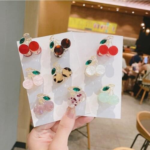 Japanese and Korean net red hair accessories cherry clip cute girl side small hair catch small fresh back hairpin tide