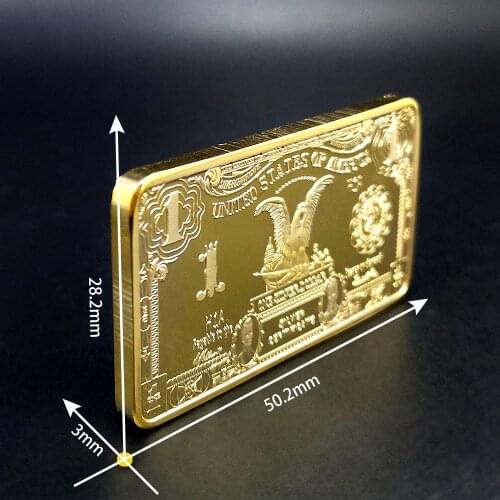 USD 1Dollar Bullion 24k Gold Bar American Metal Coin Golden Bars USD with gift box