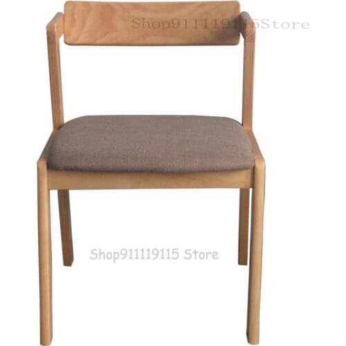 Solid Wood Nordic Chair Back Dining Chair Cloth Art Cafe Single Modern Simple Leisure Office Discussion Desk Chair