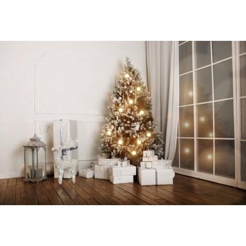 VinylBDS Christmas Backgrounds For Photo Studio White Wall Wood Floor For Children Backdrop Christmas Tree Backdrops