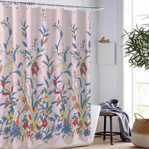 Beautiful Flowers Shower Curtains Colorful Plants Waterproof Polyester Home Textile Shower Curtain Custom Bathroom Curtain