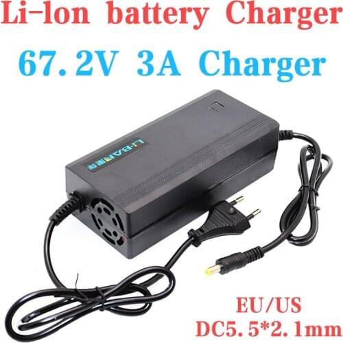 67.2V 3A lithium battery charger 16S 60V 18650 lithium ion battery electric scooter electric bicycle charger AC 100-240V US/EU