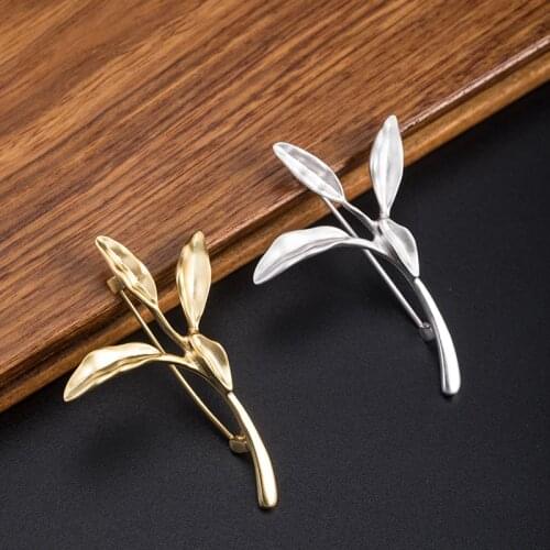 18k Gold Tree Branch Leaf Brooch 925 Sterling Silver Accessories For Women Artistic Design Lady Party Banquet Brooches Jewelry