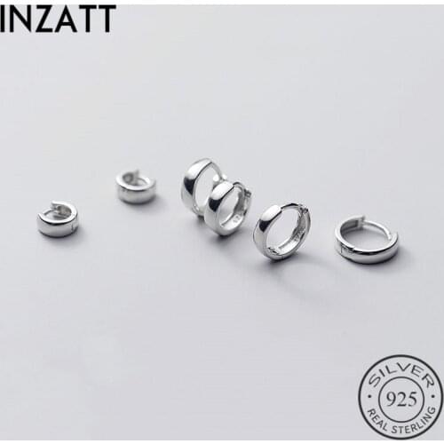 INZATT Real 925 Sterling Silver Round Hoop Earrings For Fashion Women Party Punk Fine Jewelry Minimalist Geometric Accessories